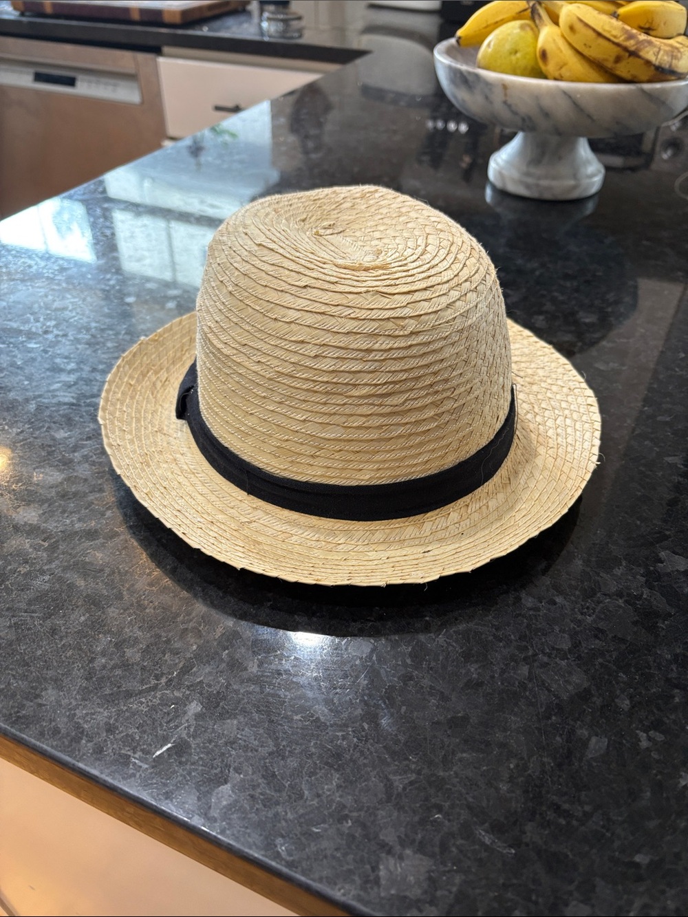 Straw Sun Hat with Black Band